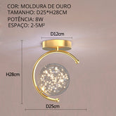 Luminária de Teto Alumínio Ouro Preto Casa Sala de Estar Quarto Varanda Corredor Mega Mulher store Ouro Tipo A 25cm Branco Frio 