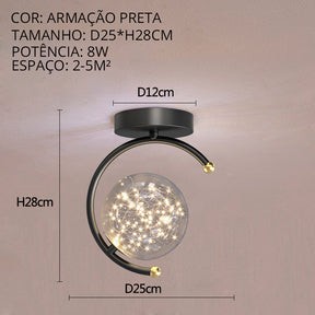 Luminária de Teto Alumínio Ouro Preto Casa Sala de Estar Quarto Varanda Corredor Mega Mulher store Preto Tipo A 25cm Branco Frio 