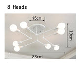 Luminária Nordic Moderna Minimalista Arte LED 8 Lâmpadas de Teto Mega Mulher store Branco 8 Lâmpadas 