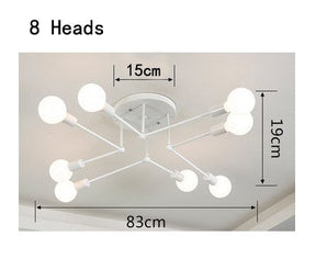 Luminária Nordic Moderna Minimalista Arte LED 8 Lâmpadas de Teto Mega Mulher store Branco 8 Lâmpadas 