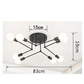 Luminária Nordic Moderna Minimalista Arte LED 8 Lâmpadas de Teto Mega Mulher store Preto 8 Lâmpadas 