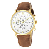 Relógio Unissex de Quartzo com Pulseira de Couro Geneva + Frete Grátis + Envio Imediato + Brinde
