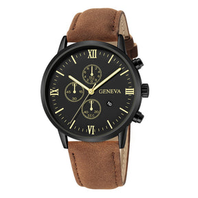 Relógio Unissex de Quartzo com Pulseira de Couro Geneva + Frete Grátis + Envio Imediato + Brinde