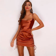 Vestido de Cetim sem Mangas Curto Festa Elegante Mini + Frete Grátis + Envio Imediato + Brinde