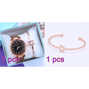 Relógio Feminino com Mostrador Céu Estrelado Strass Diamante + Brinde Pulseira + Frete Grátis + Envio Imediato
