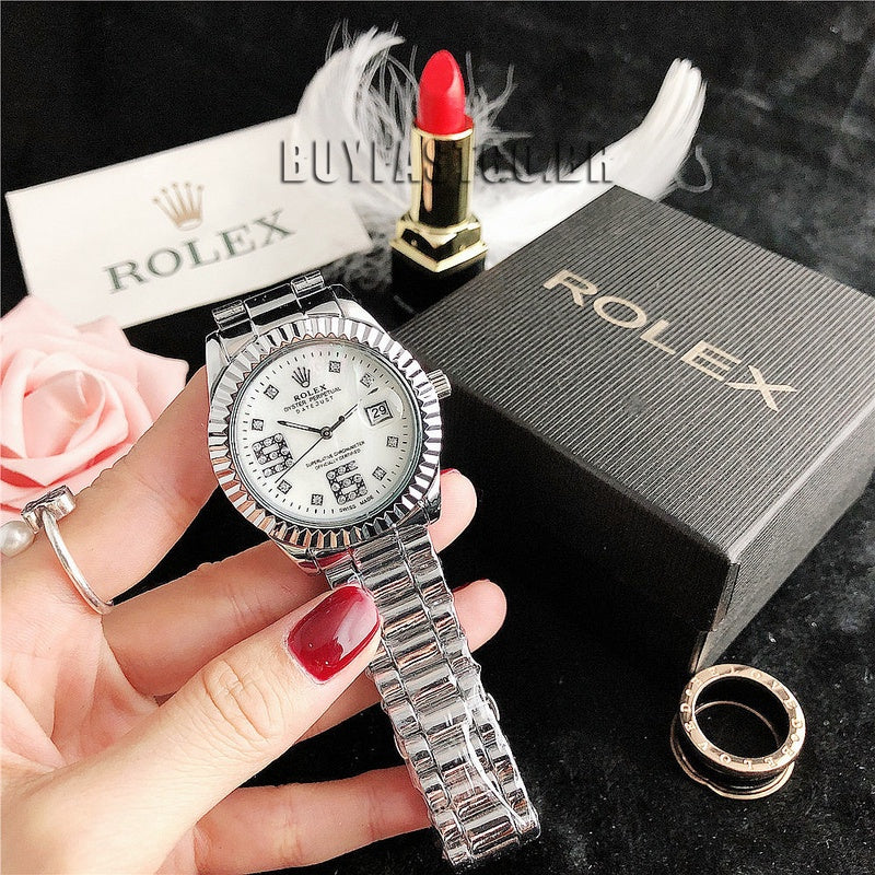 Relógio Rolex Quartzo à Prova D'Água em Aço Titânio Feminino + Frete Grátis + Envio Imediato + Brinde