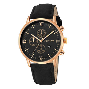 Relógio Unissex de Quartzo com Pulseira de Couro Geneva + Frete Grátis + Envio Imediato + Brinde