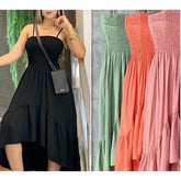 Vestido Longo Rodado Viscose Lastex no Peito Moda Verão + Frete Grátis + Envio Imediato + Brinde