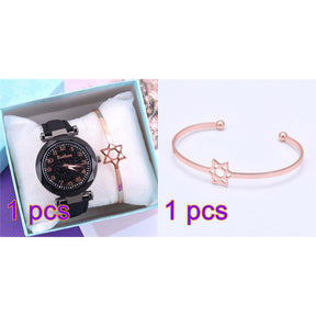 Relógio Feminino com Mostrador Céu Estrelado Strass Diamante + Brinde Pulseira + Frete Grátis + Envio Imediato