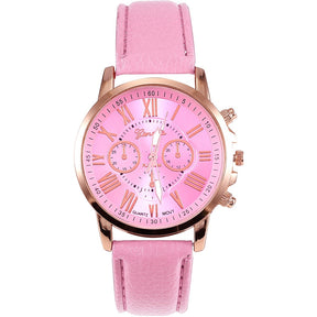 Relógio de Quartzo com Pulseira de Couro Feminino + Frete Grátis + Envio Imediato + Brinde