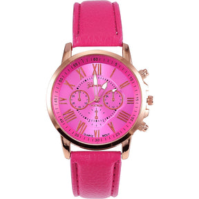 Relógio de Quartzo com Pulseira de Couro Feminino + Frete Grátis + Envio Imediato + Brinde