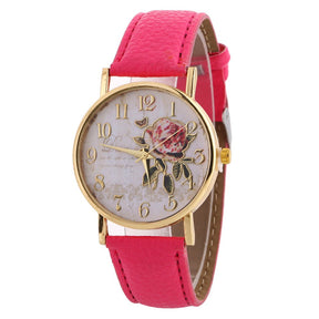Relógio Floral Feminino de Quartzo com Mostrador Redondo + Frete Grátis + Envio Imediato + Brinde