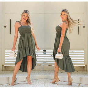 Vestido Longo Rodado Viscose Lastex no Peito Moda Verão + Frete Grátis + Envio Imediato + Brinde
