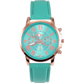 Relógio de Quartzo com Pulseira de Couro Feminino + Frete Grátis + Envio Imediato + Brinde