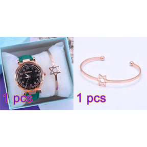 Relógio Feminino com Mostrador Céu Estrelado Strass Diamante + Brinde Pulseira + Frete Grátis + Envio Imediato
