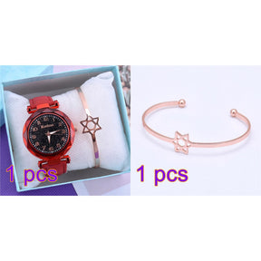 Relógio Feminino com Mostrador Céu Estrelado Strass Diamante + Brinde Pulseira + Frete Grátis + Envio Imediato